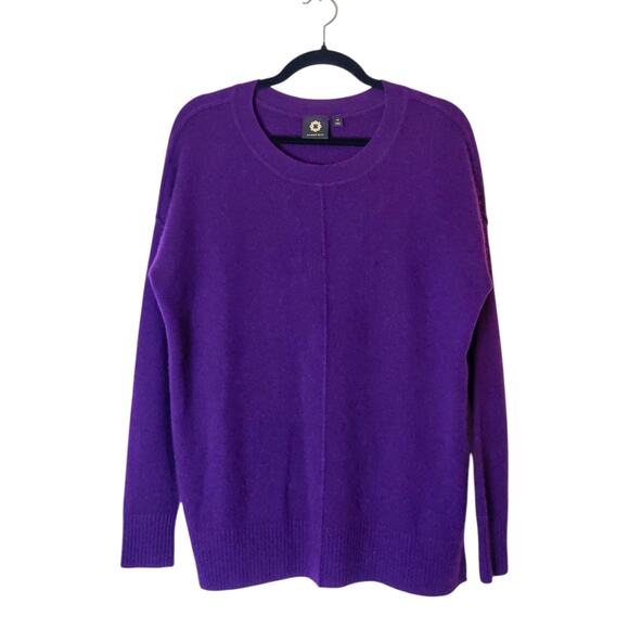 Amber Sun 2 Ply Cashmere Aubergine Purple Relaxed Sweater Medium Quiet Luxury - Picture 1 of 12